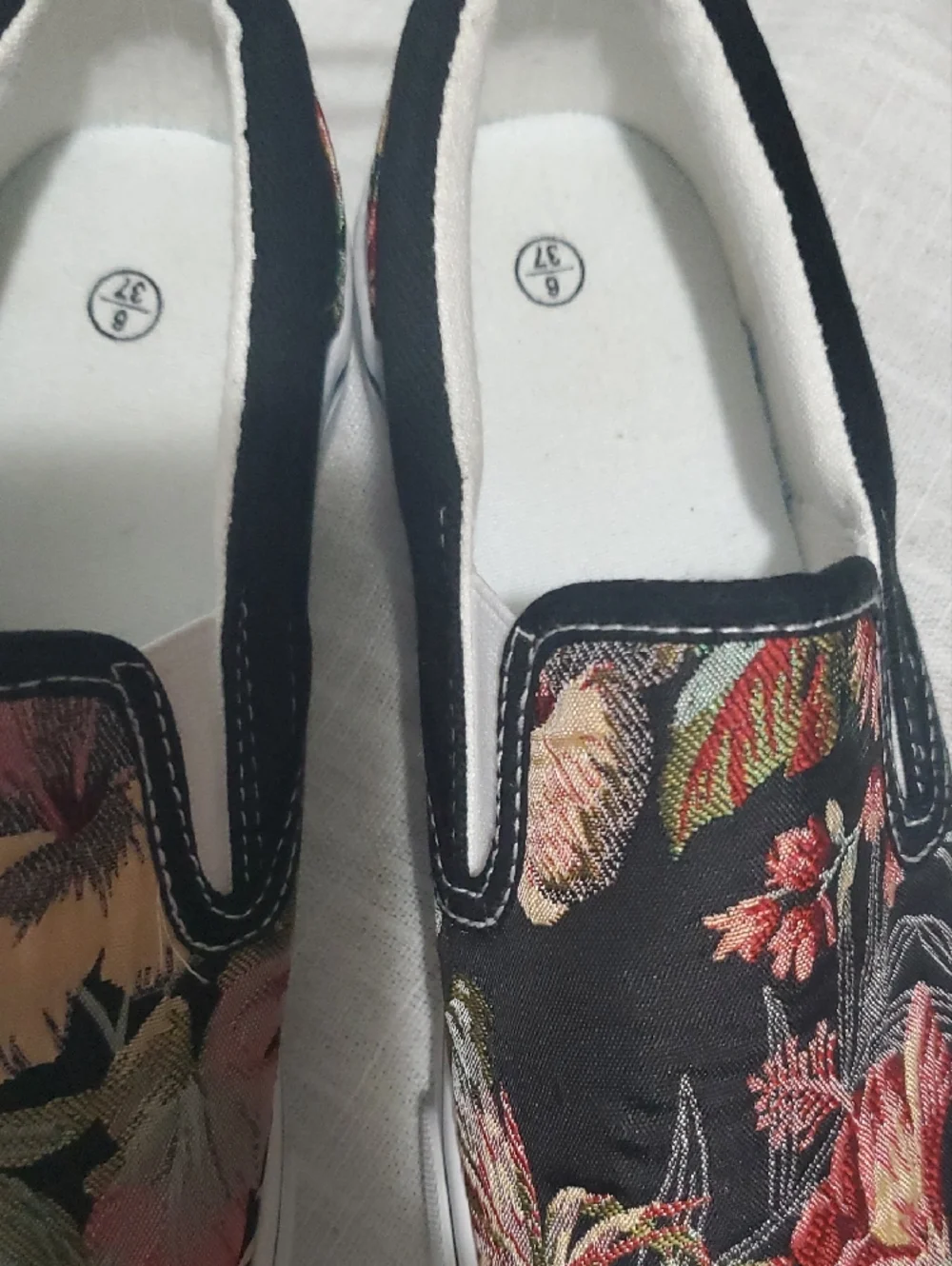 Tropical Floral Slip-On Tapestry Look Canvas Sneakers - Picture 3 of 5